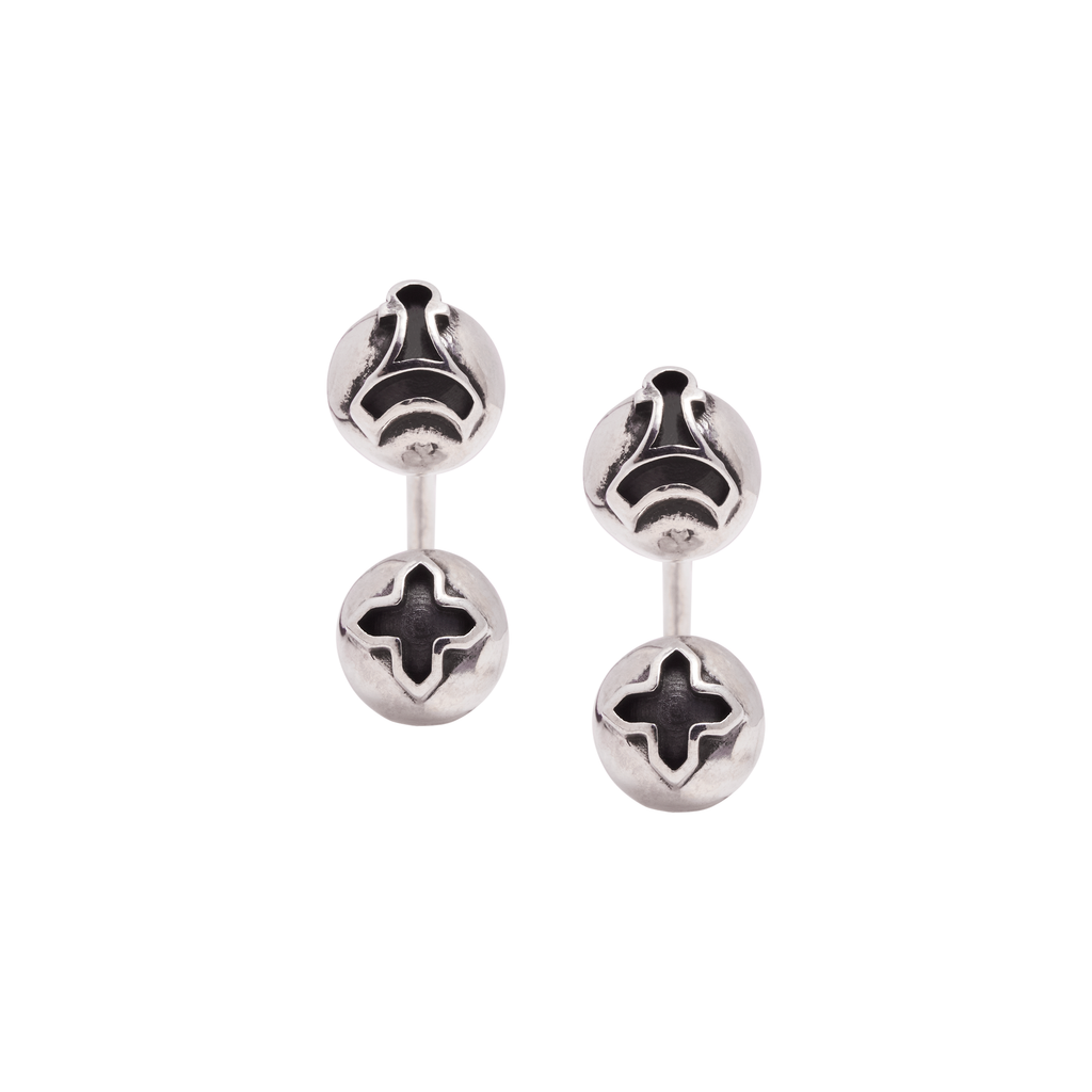 FRONT Double Orb Silver Earring