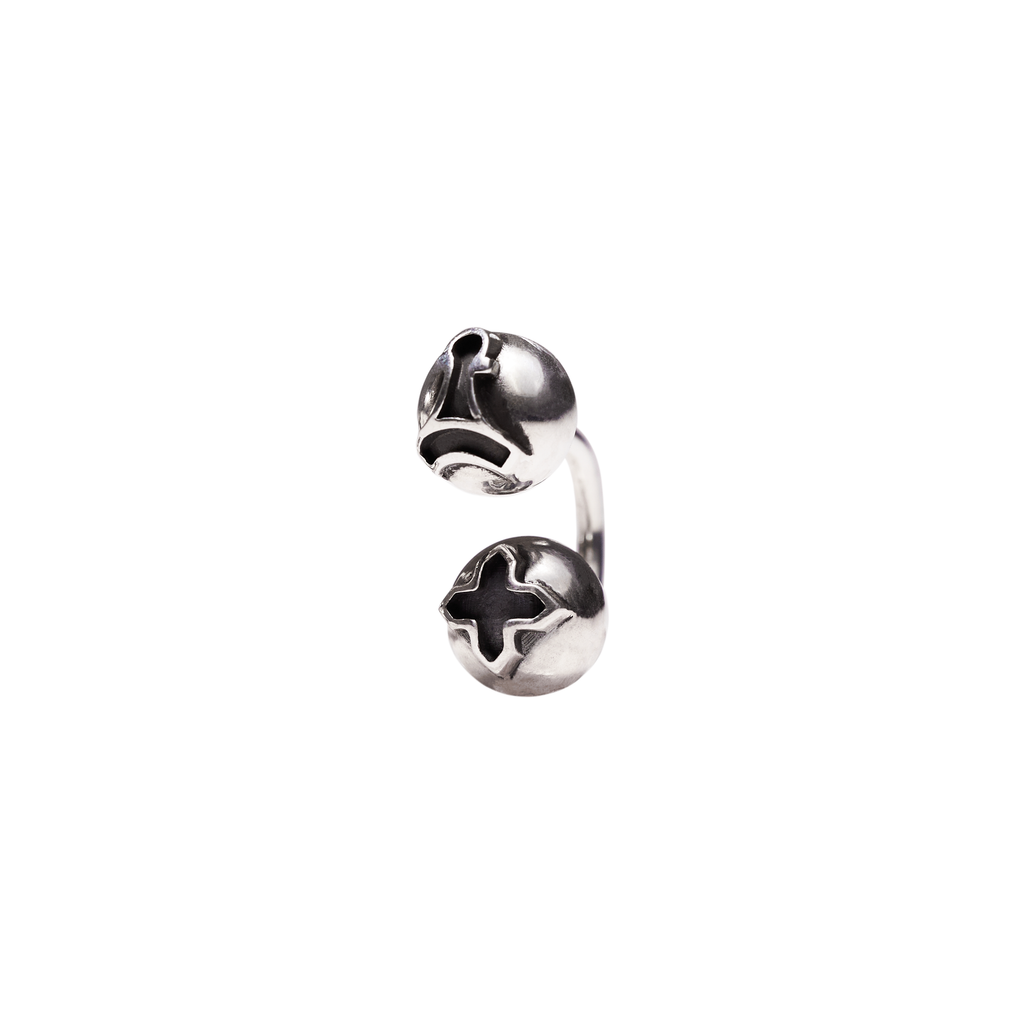 FRONT Double Orb Silver Earring