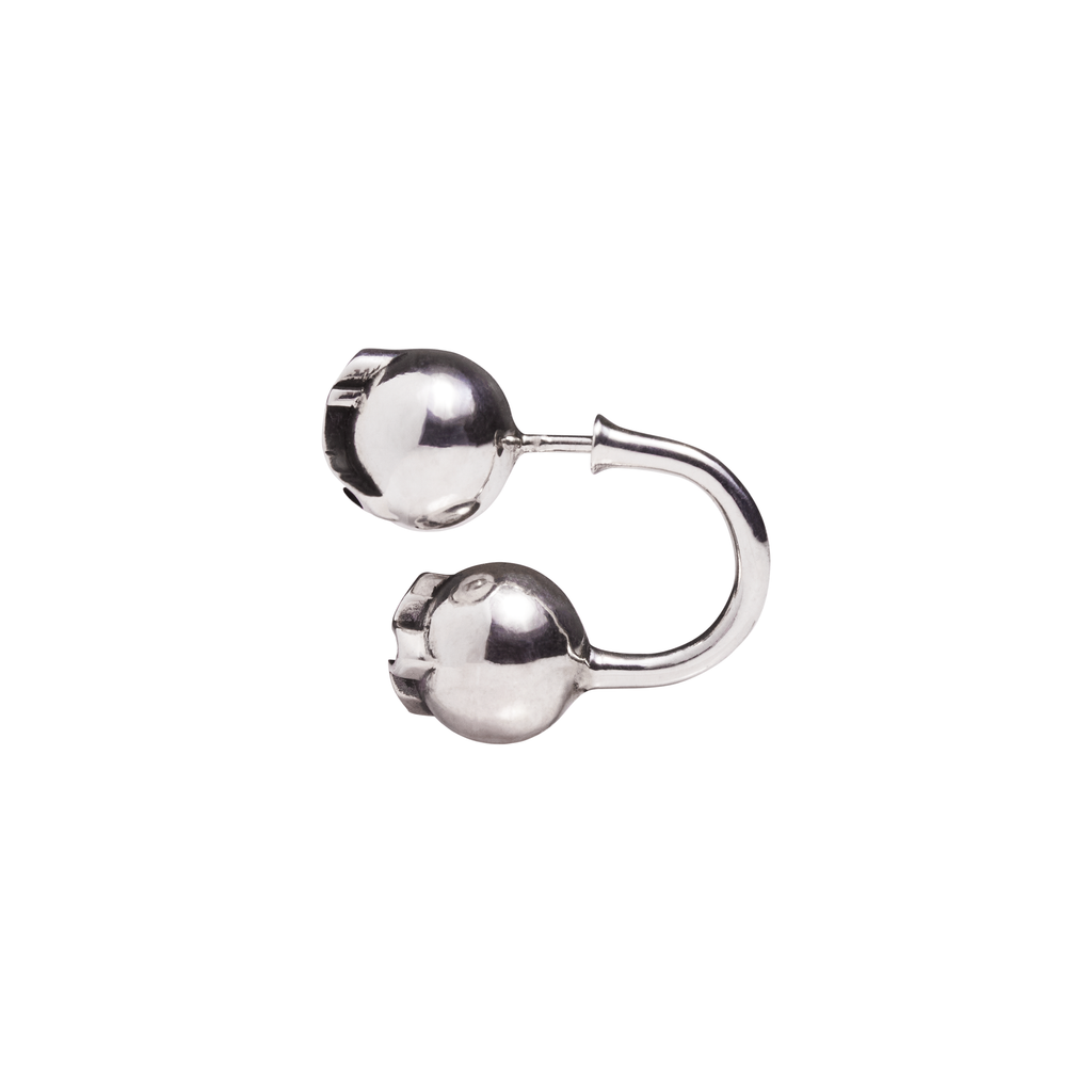 FRONT Double Orb Silver Earring