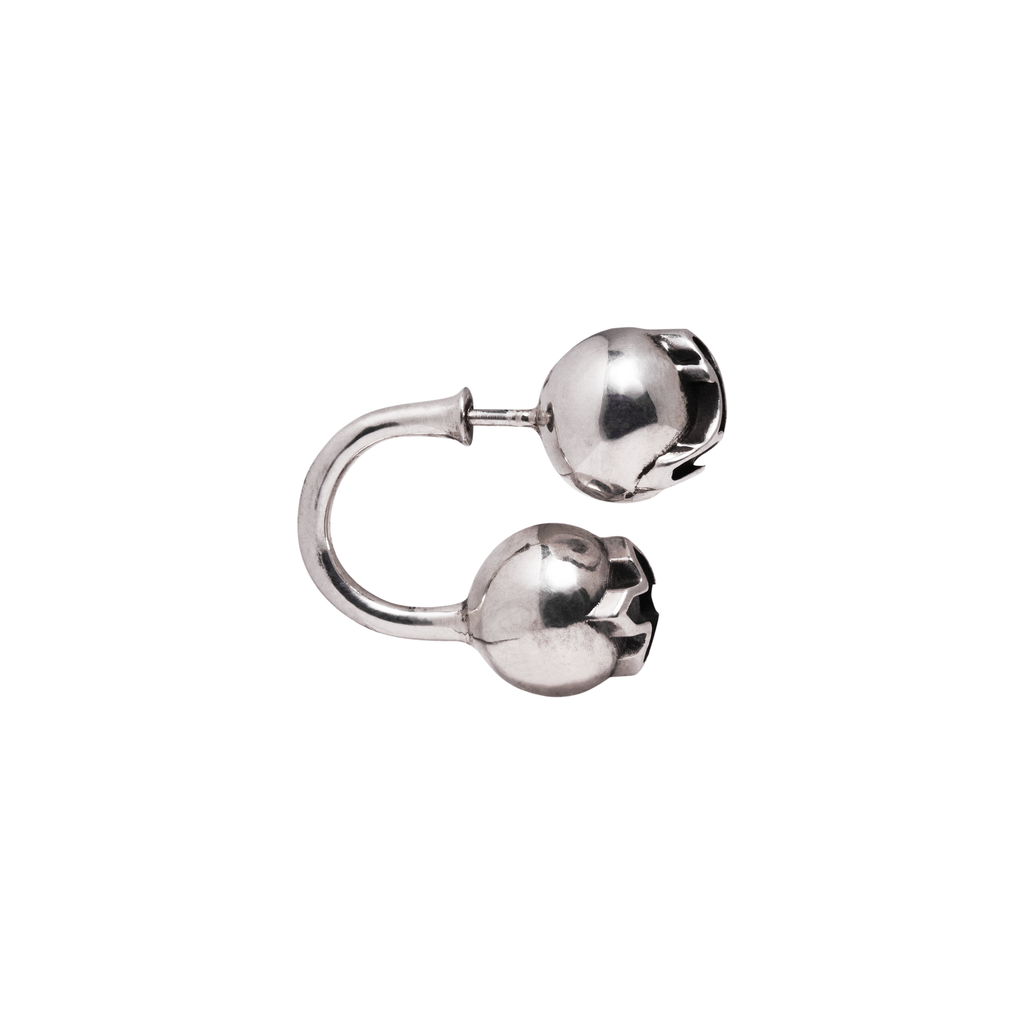 FRONT Double Orb Silver Earring