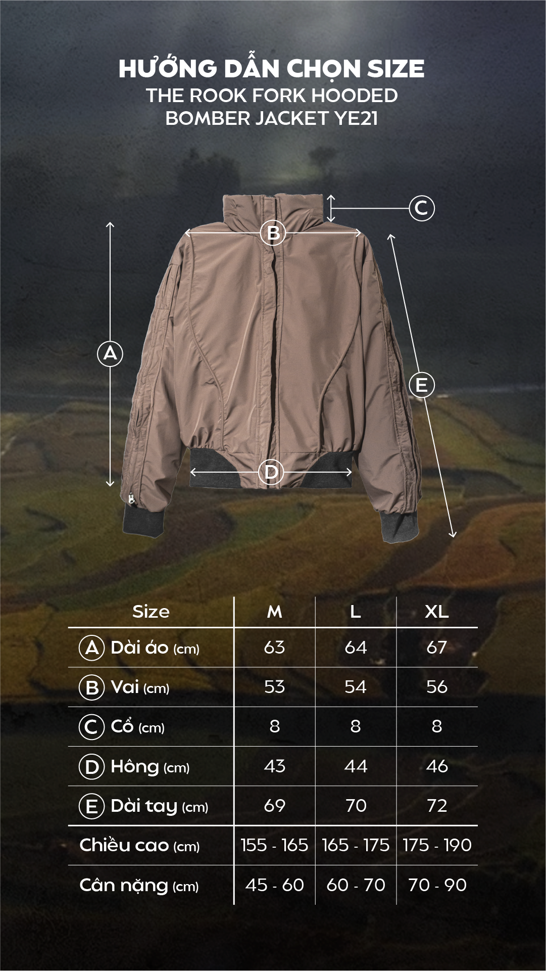 FRONT The Rook Fork Hooded Bomber Jacket YE21 - BROWN