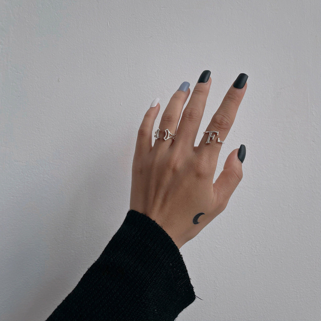 FRONT The F Sterling Silver Ring