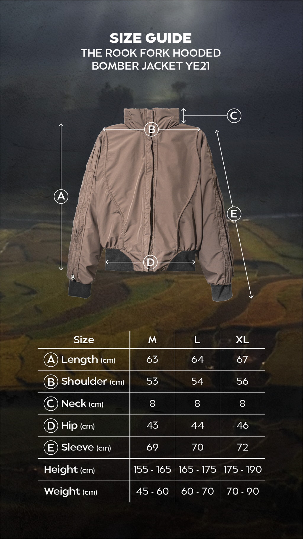 FRONT The Rook Fork Hooded Bomber Jacket YE21 - BROWN